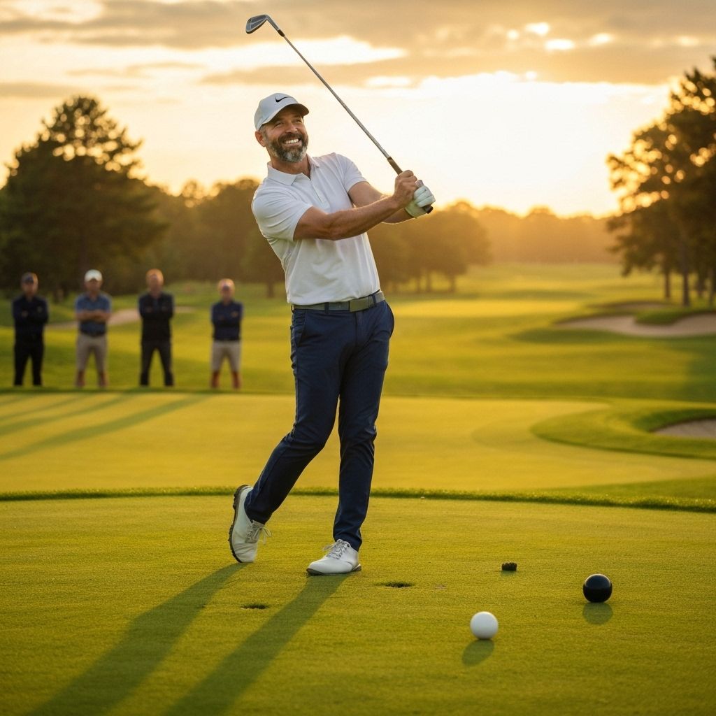 Golfer teeing off with joy